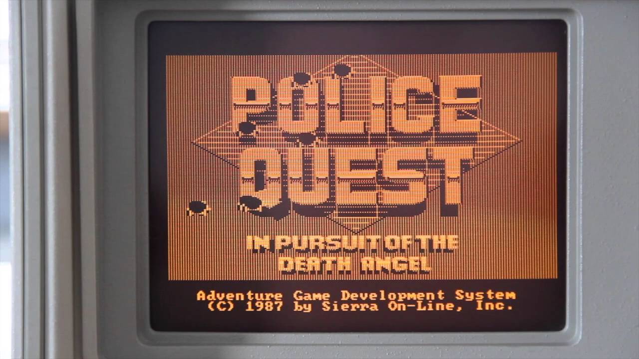 IBM Portable PC 5155 & Police Quest on an amber screen