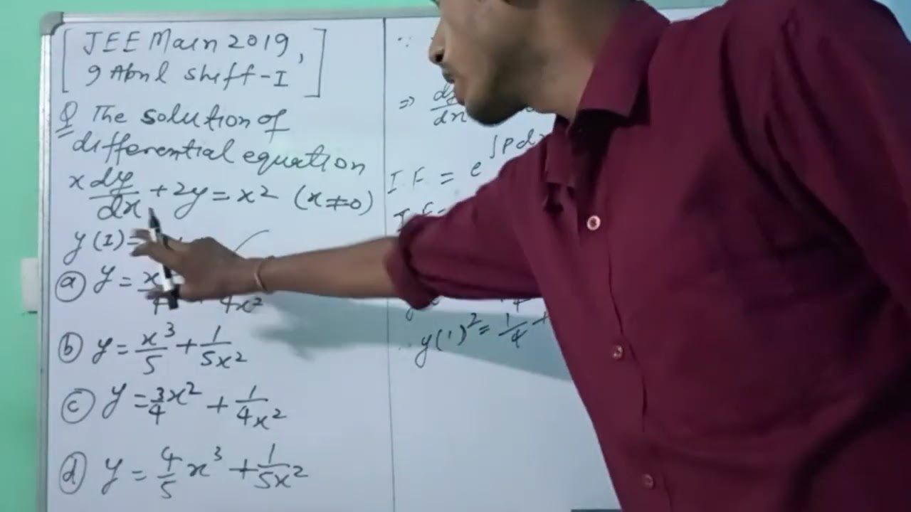 Jee mains 2019,9April shift 1 question solution ll differential equation. 