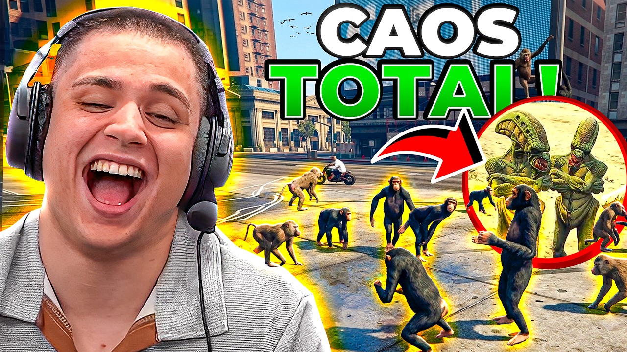 OS ALIENS INVADIRAM a CIDADE do GTA e TODO MUNDO VIROU CHIMPANZÉ 😱  (Modder Clips)