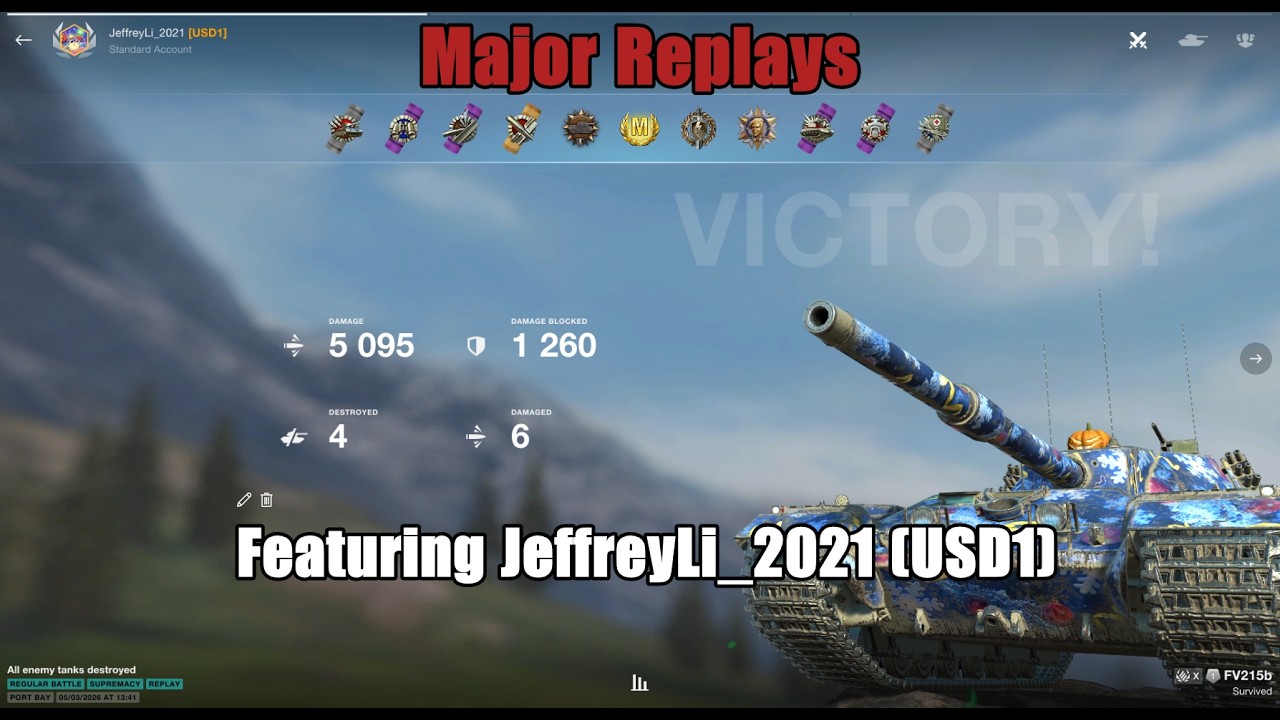 Major Replays - JeffreyLi_2021 (USD1) FV215b - 5,095 dmg - 4 kills - Ace Mastery