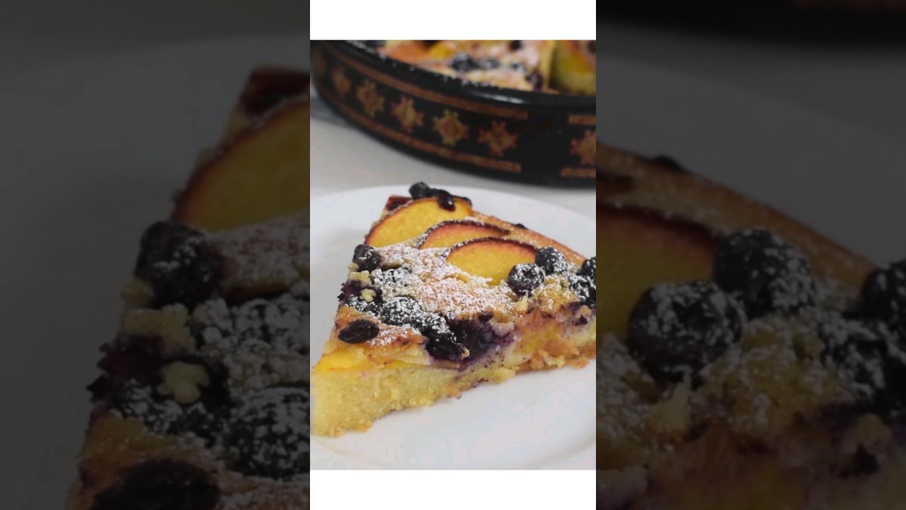 Peach Blueberry Greek Yogurt Cake #cake #recipe #food #dessert #peach #sweet