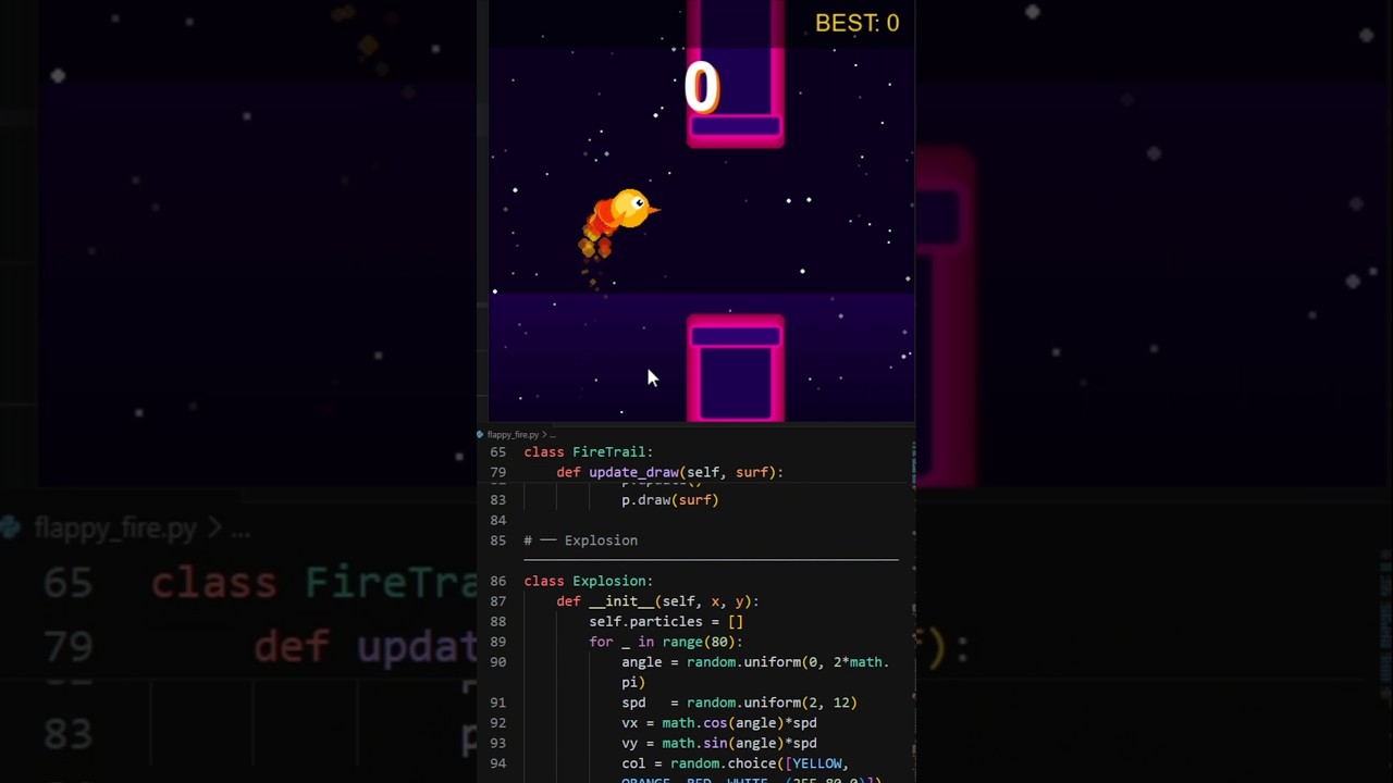 Beginners friendly Python PyGame Project 🔥 Flappy Fire Bird