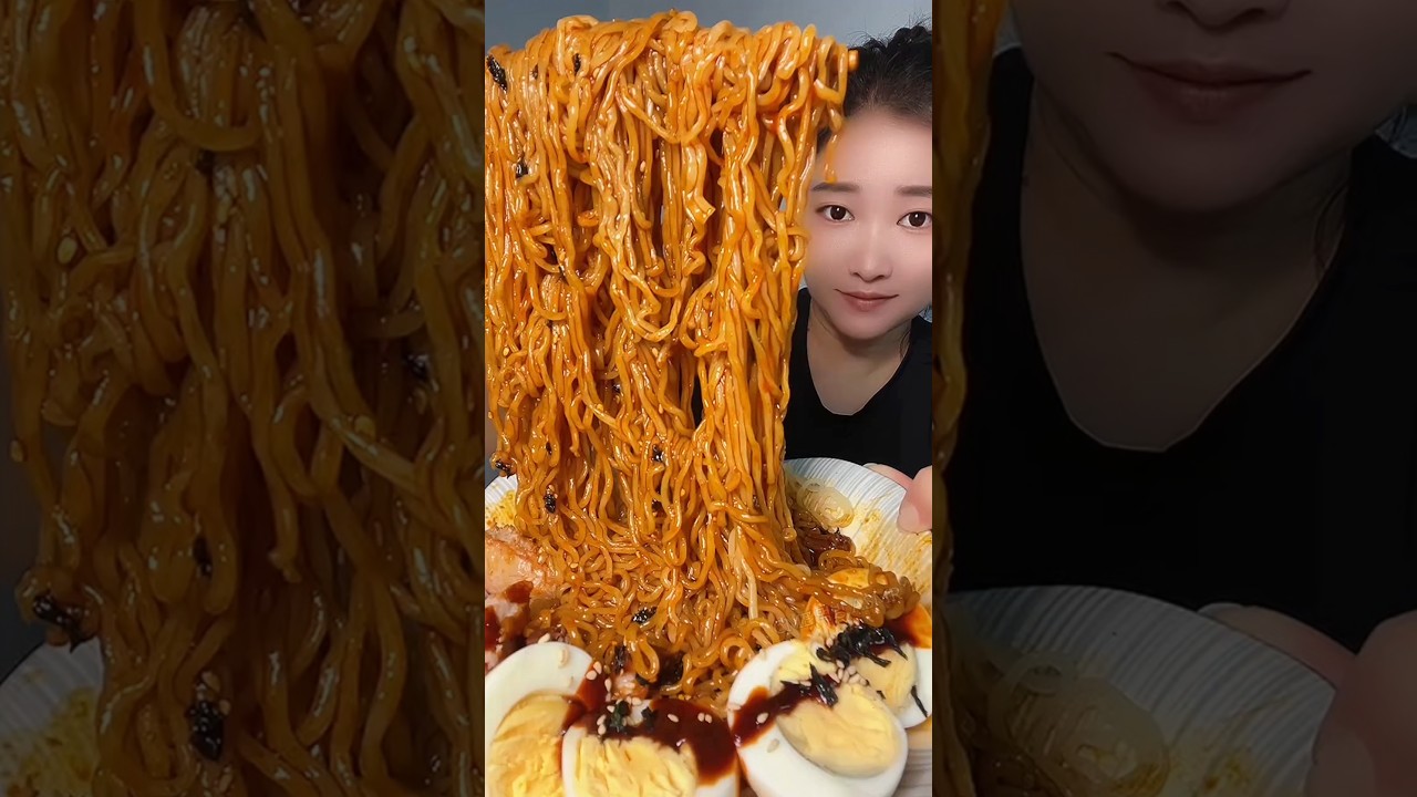ASMR SPICY NOODLES MUKBANG 🌶️ Real Sound Eating #shorts