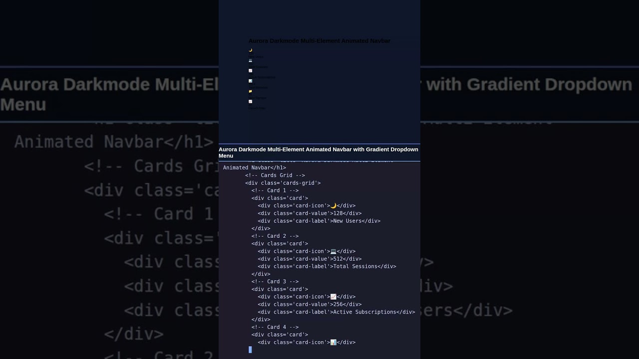 Aurora Darkmode Navbar! #webdevelopment #css #shorts #uidesign