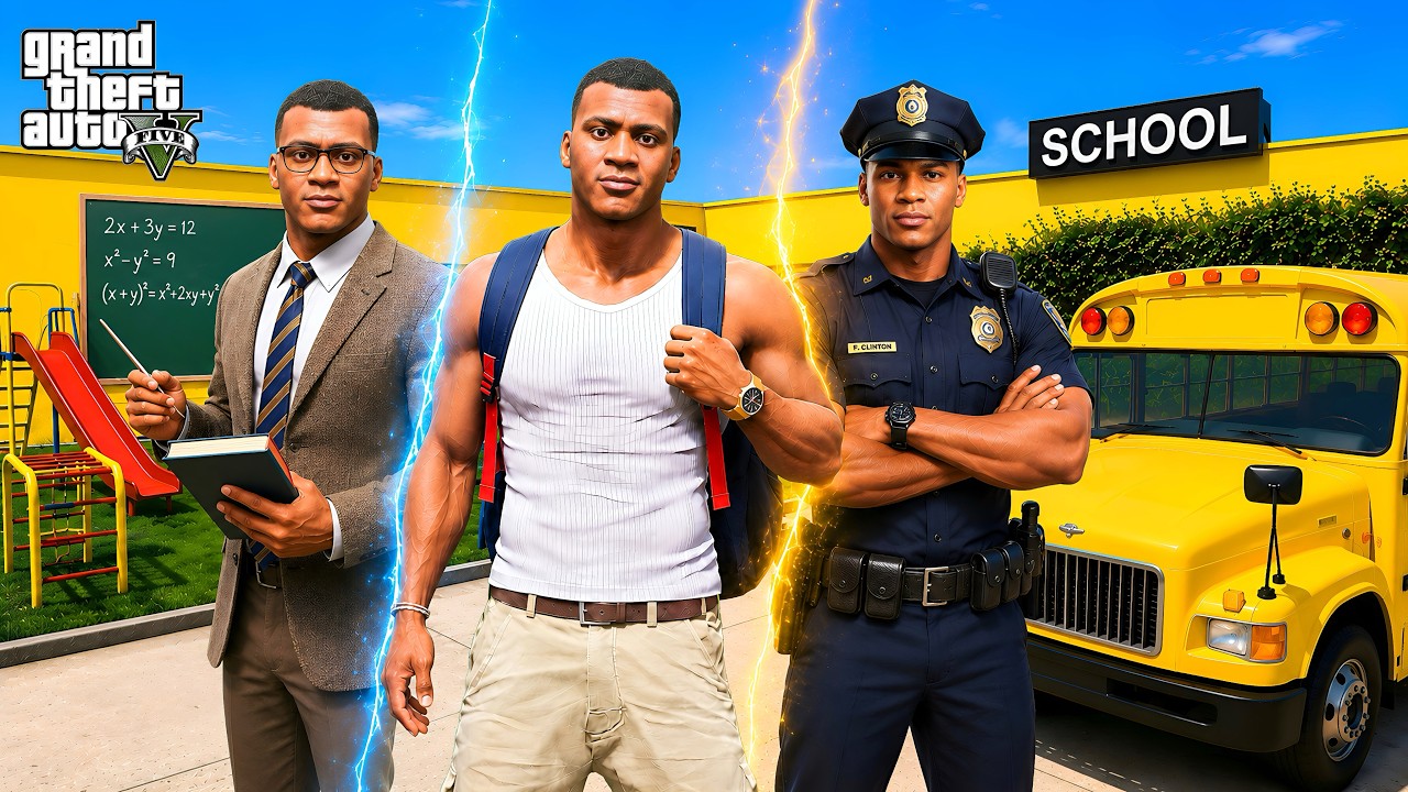 Franklin Become Teacher & Police in His School in GTA 5 ! in Telugu