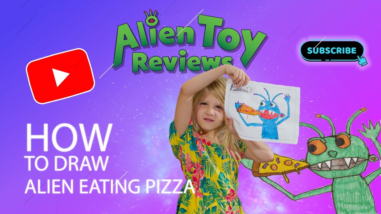 How to Draw Alien Eating Pizza
