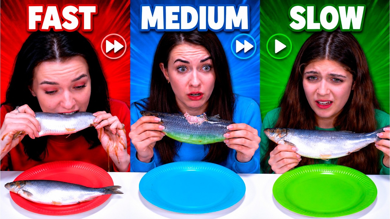 ASMR Fast, Medium or Slow Orange Candy Race Compilation