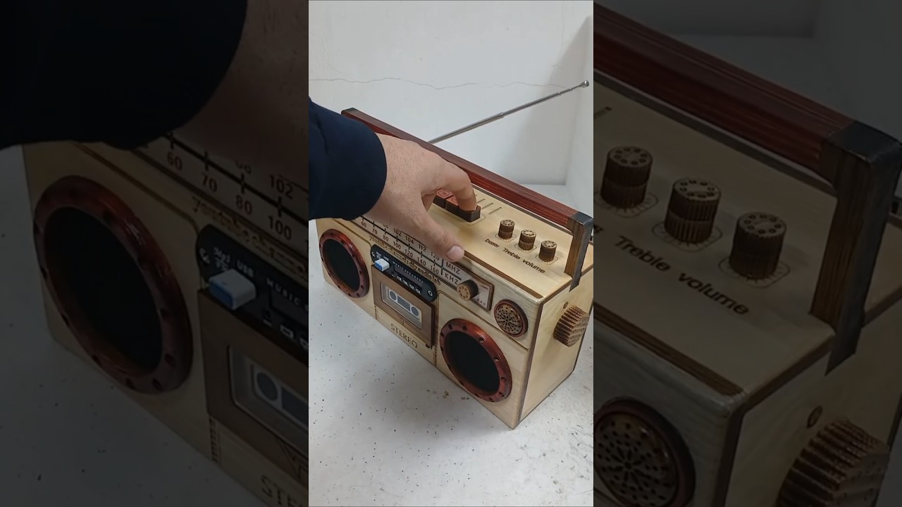 Handmade, powerful, wooden, nostalgic boom box #shorts #shortvideo #short