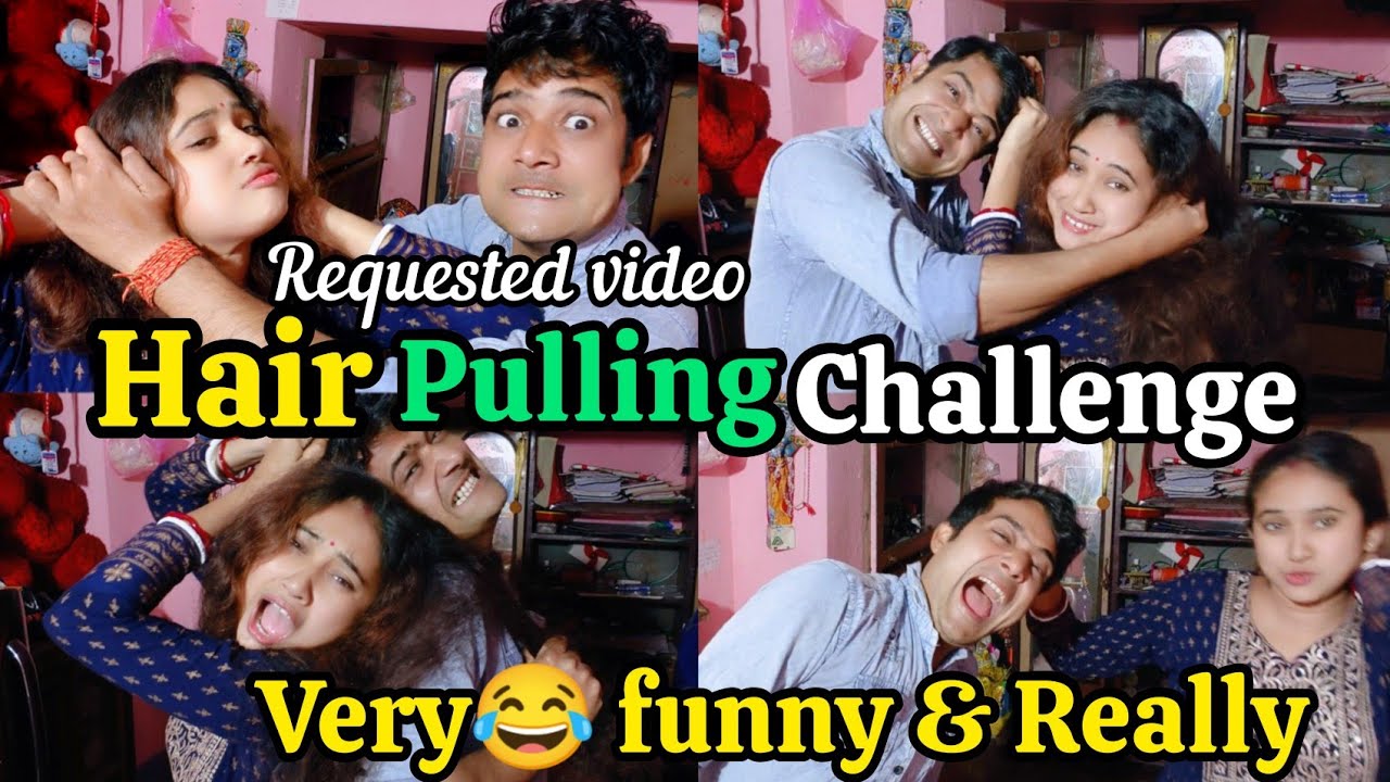 Funny video Hair pulling challenge on couple/Hair pulling vlogs/hair pulling challenge girl👧Hair💁‍♂️