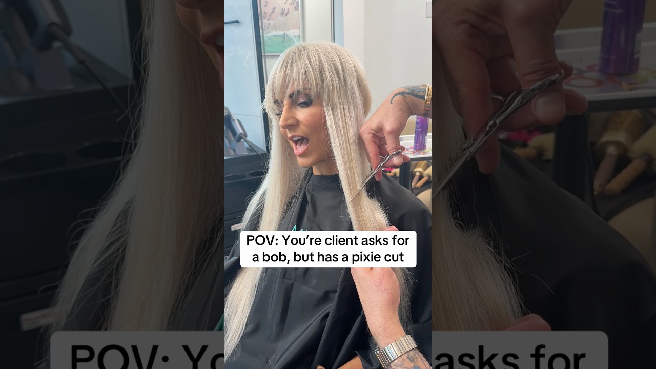 This client wanted an icy blonde bob, but she had a pixie so I had to get creative 🥲 #hair #shorts
