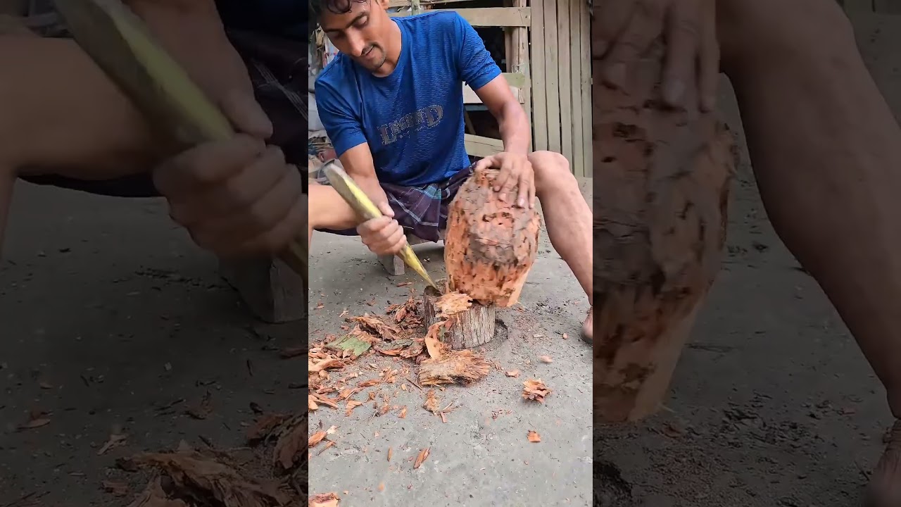Amazing Wood Turning Process 😱 #woodworking #woodenhouse
