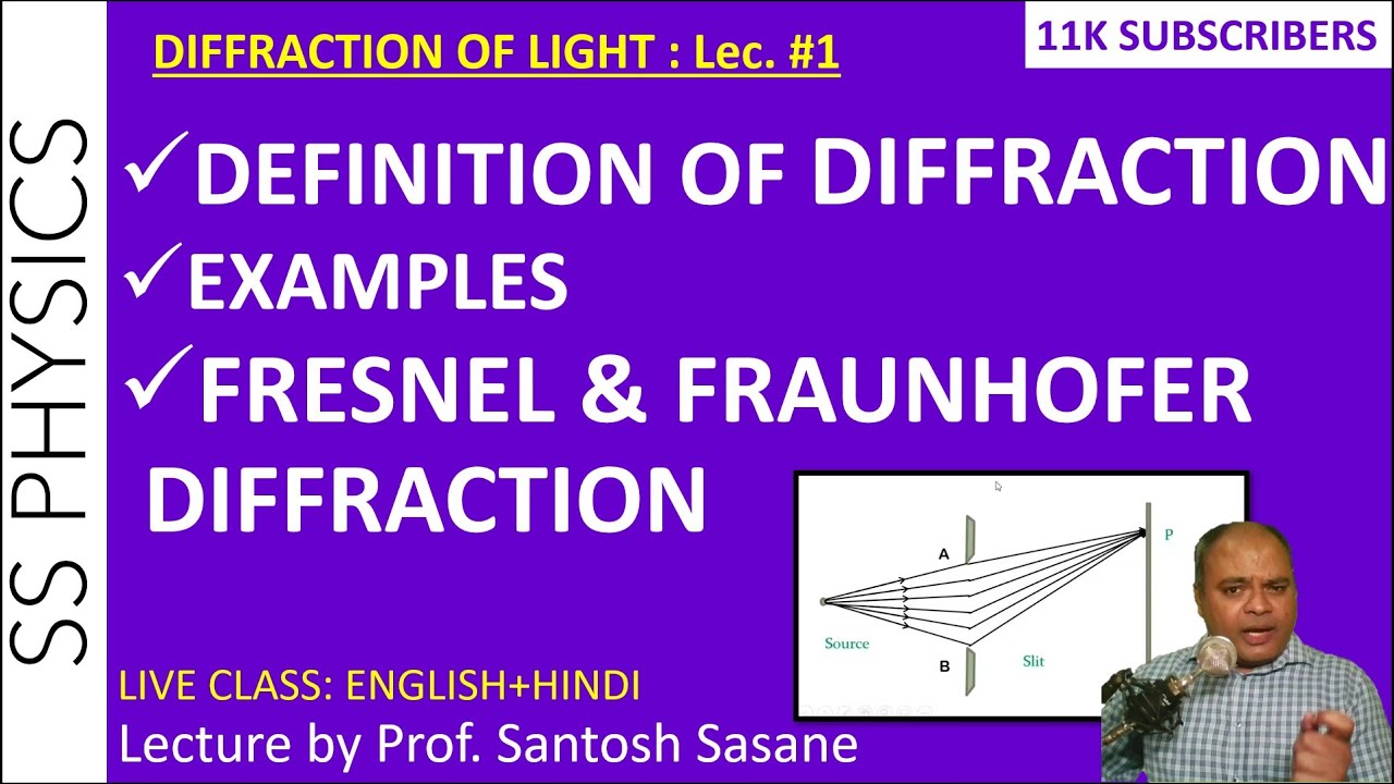Diffraction of light, definition, Fraunhofer, Fresnel, Lec. #1