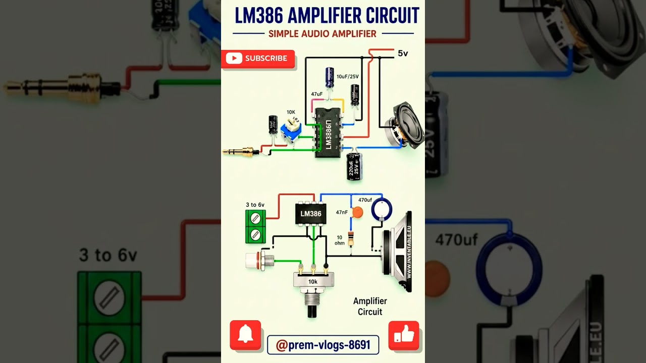 LM386 Audio Amplifier Circuit ⚡ #shorts #electronics #amplifier