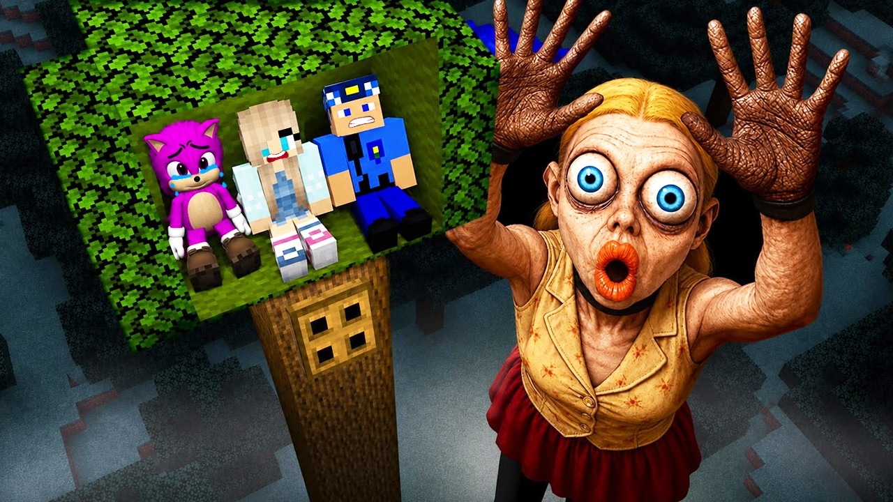 KORKUNÇ KOMŞUDAN KAÇMAK İÇİN AĞAÇTA EV YAPTIK! - Minecraft