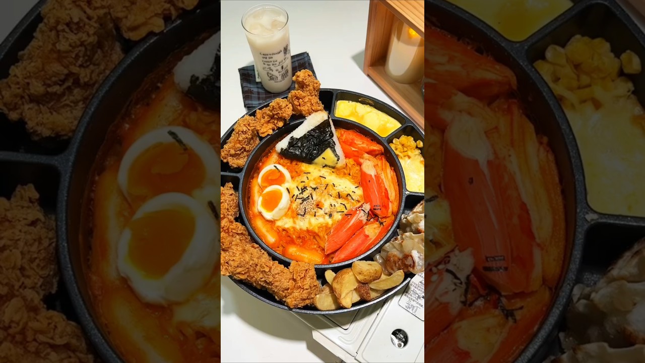 Make a Giant Ramen Hotpot with me #asmr #food #ramen #mukbang