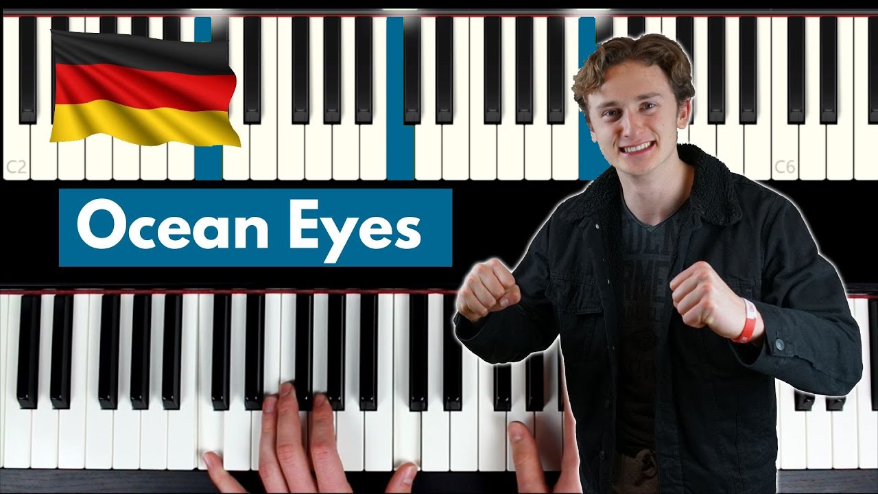 Ocean Eyes - Billie Eilish - Piano Tutorial Deutsch - Einfach
