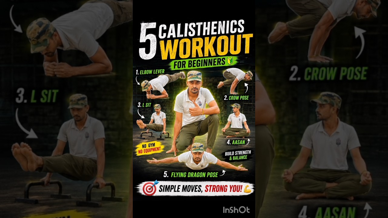 5 Calisthenics Workout for Beginners ✅.#trending #fitness #viral #shorts #youtubeshorts #yoga