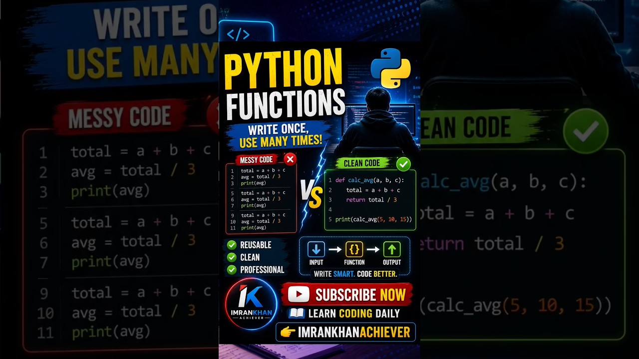 Python Functions in 90 Seconds 🚀 | Write Once, Use Many Times!