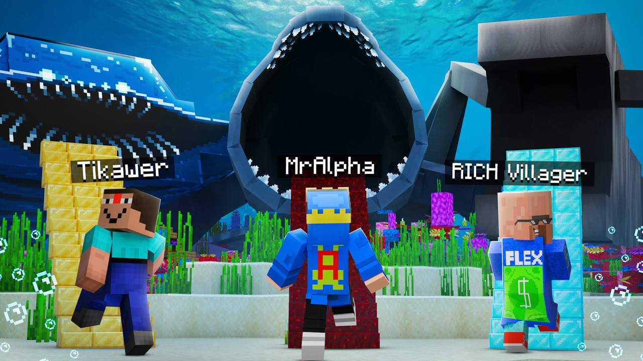 POOR Vs RICH Scary Sea Monsters Stair Challenge In Minecraft