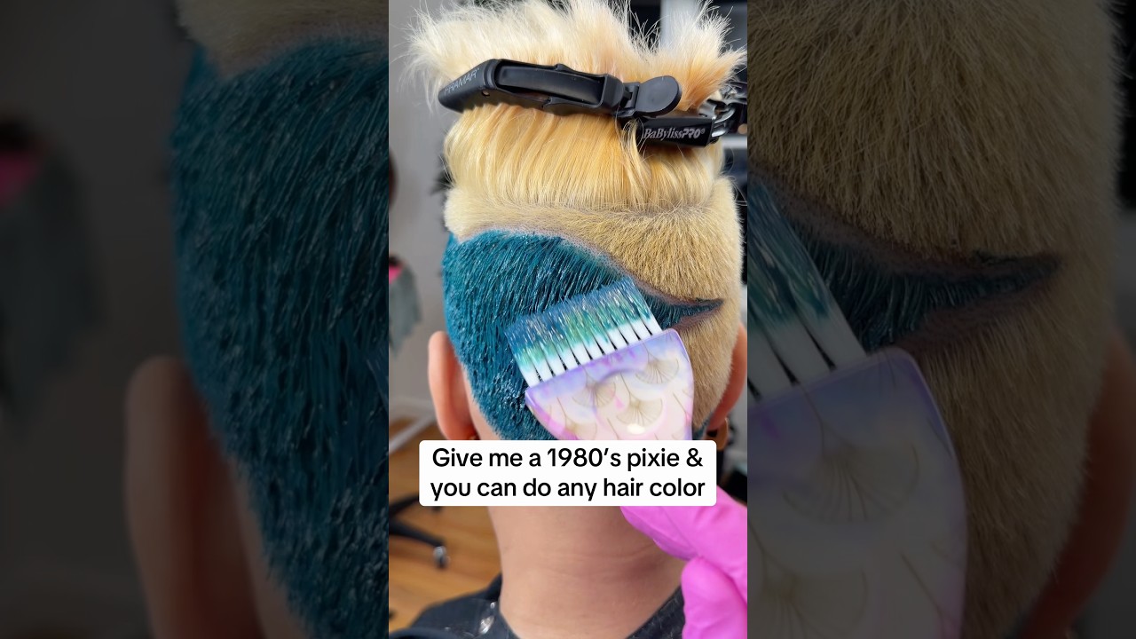 1980’s Pixie Cut and Colorful Hair Tattoo Transformation 🥲 #pixiehaircut #hairtransformation #hair