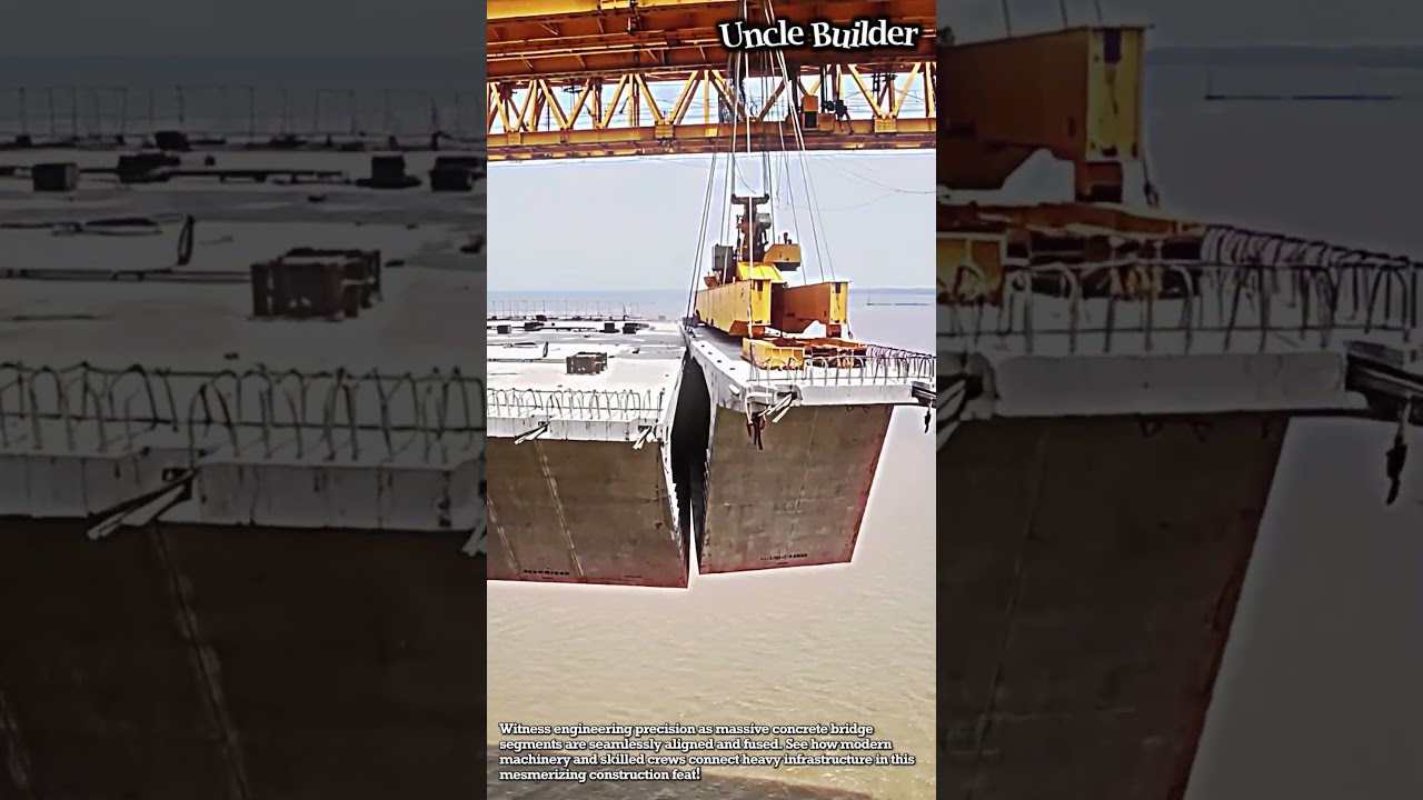 How They Align Concrete Bridge Pieces Perfectly #construction #engineering #machinery