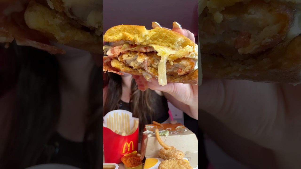 McDonald’s Mukbang pt. 2💗 #mukbang #mcdonalds #eatingshow #fastfood #foodie #chickenburger