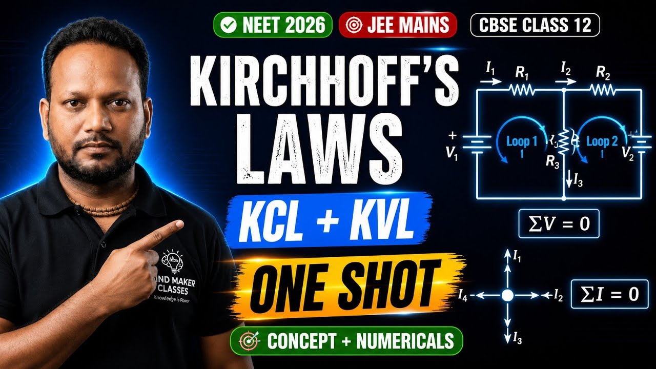 ⚡ Kirchhoff's Laws in One Shot | KCL & KVL Complete topic| Concepts + Numericals | Board, JEE & NEET