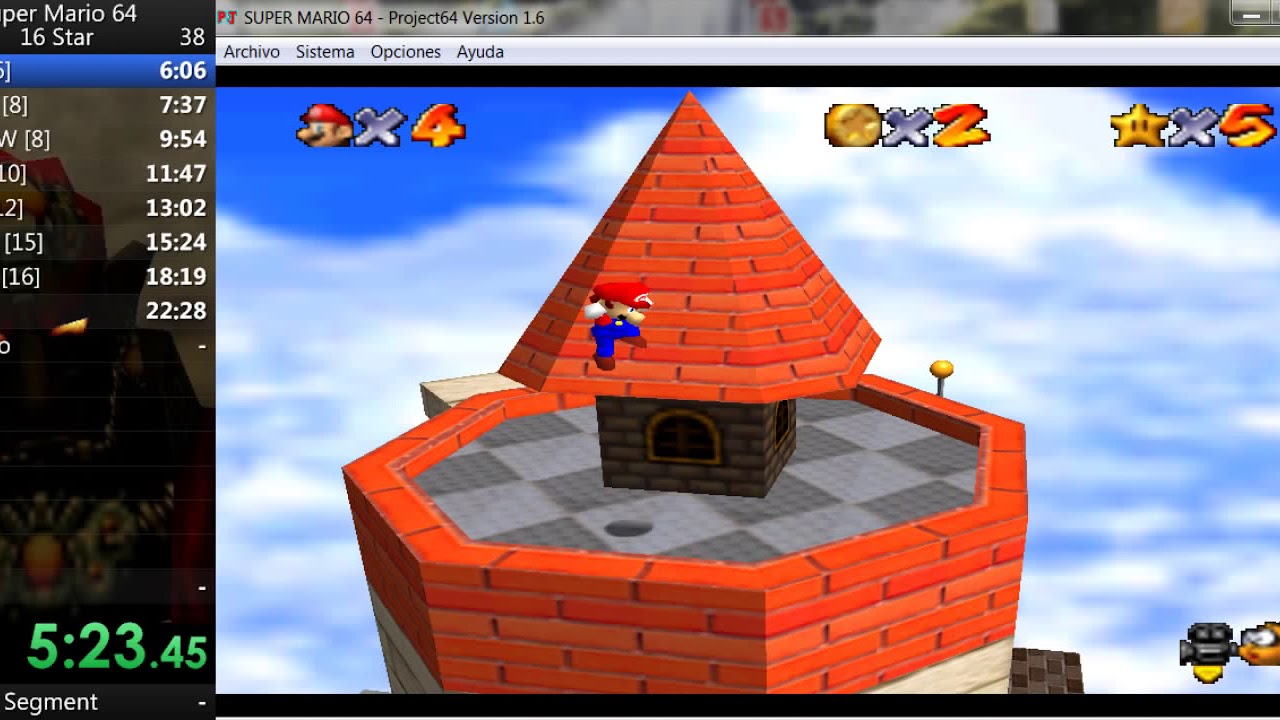 Super Mario 64 16 stars speedrun in 24:42