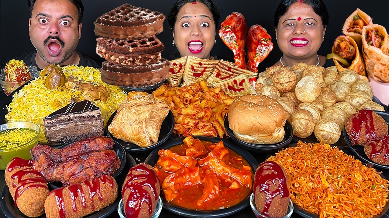 LUCKY STREET FOOD CHALLENGE SPICY NOODLES, PANIPURI, CHATPATEY & CAKE MUKBANG EATING SHOW VIRAL