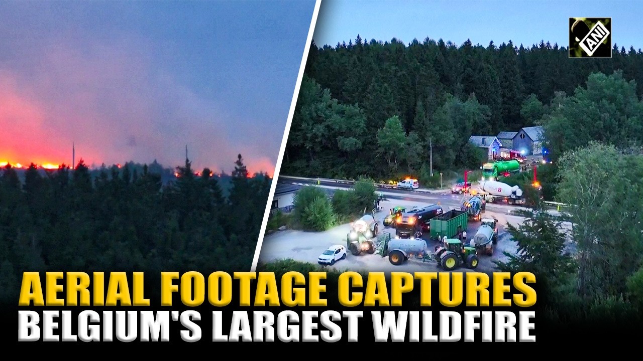Record heatwave triggers wildfire in high fens; Drone reveal devastation across Belgium