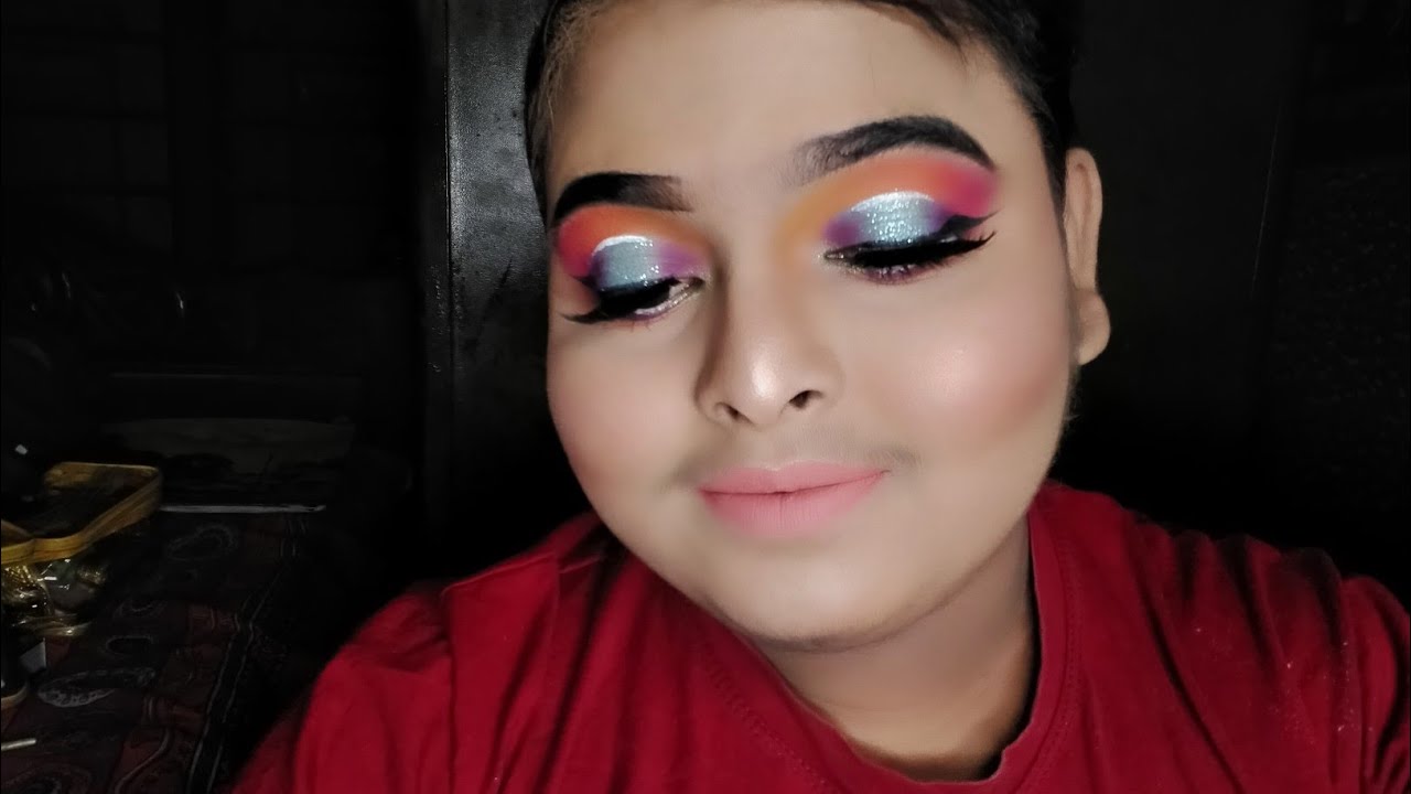 Holi Makeup,//Colour full eyemakeup//Step by step Tutorial//
