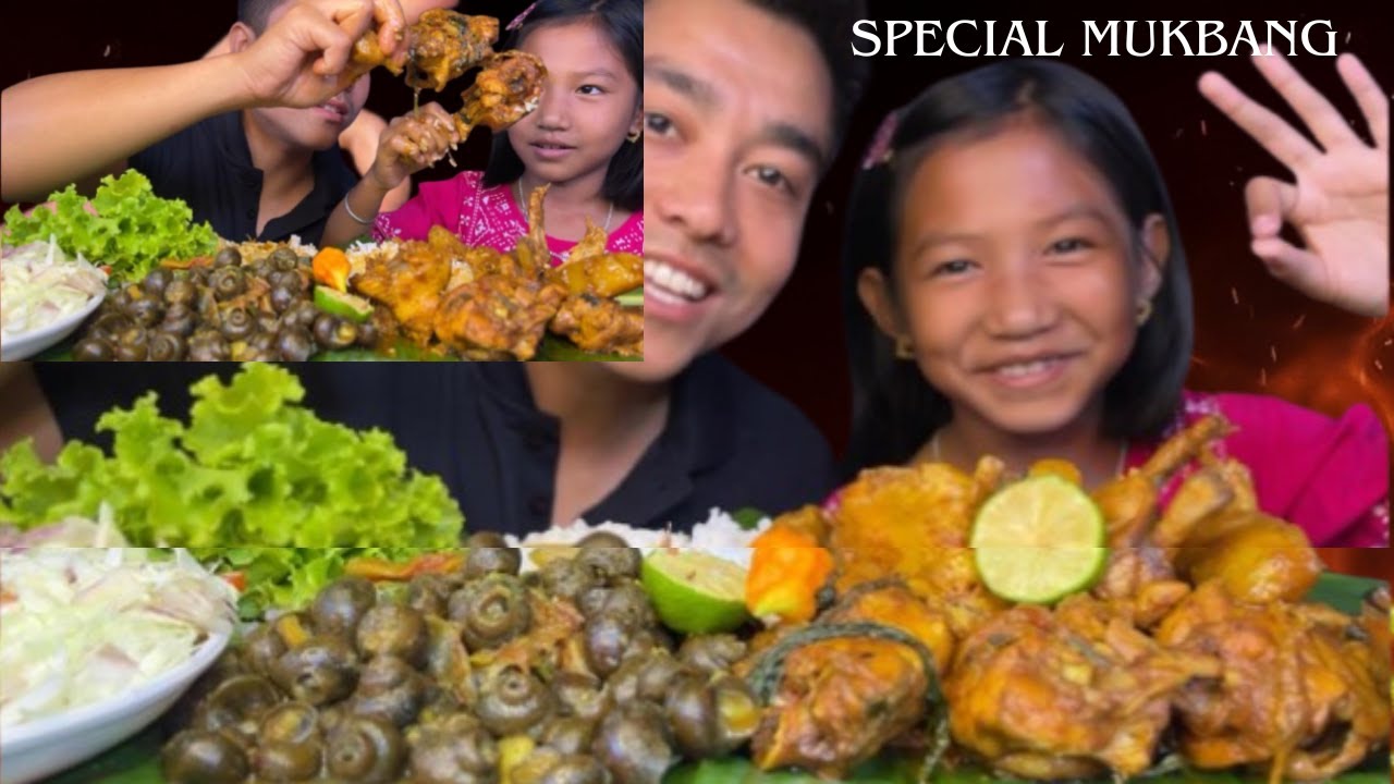 DIWALI SPECIAL MUKBANG With My Daughter |Spicy Chicken & Snail Curry| |Yen Ne  Tharo Ne Thongba | |