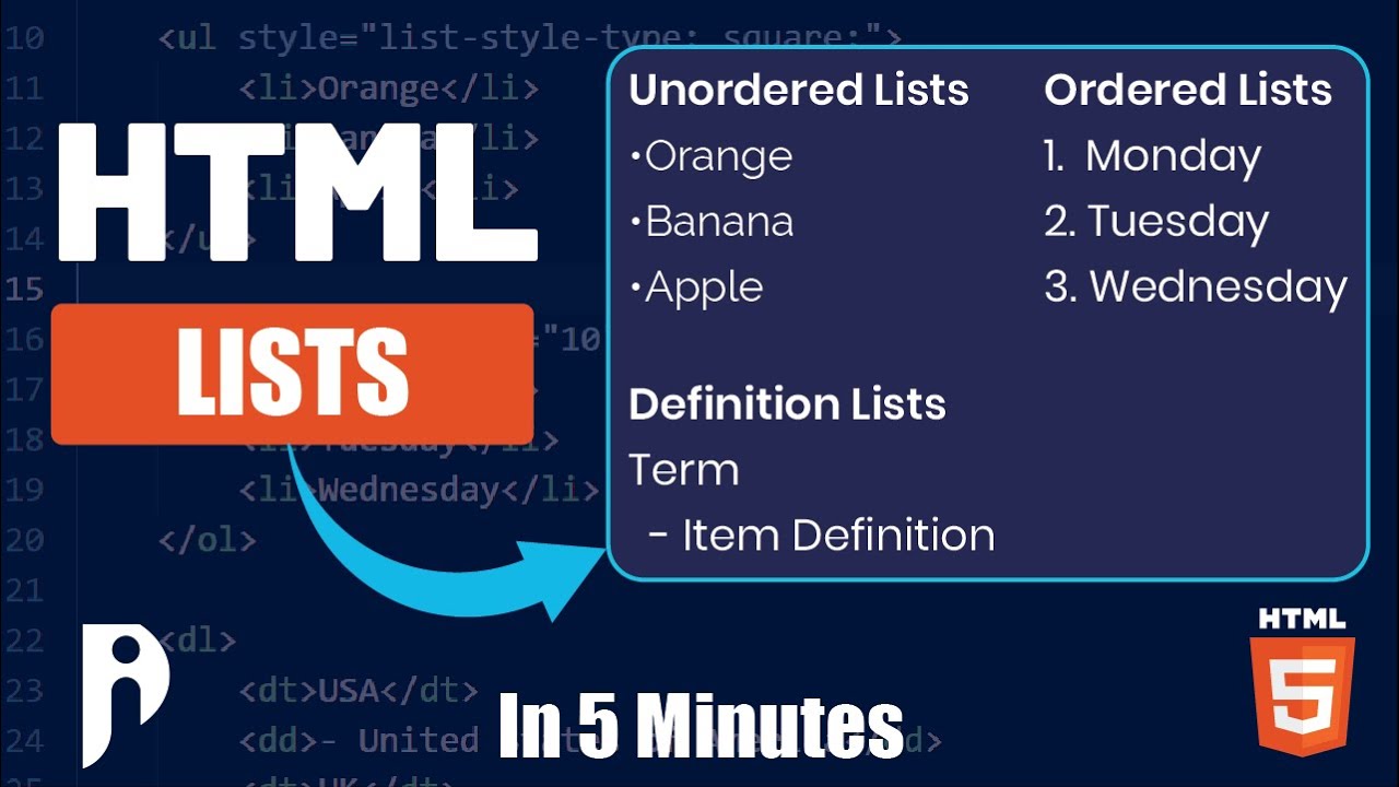 How to add lists in HTML - Learn HTML Lists in 5 minutes