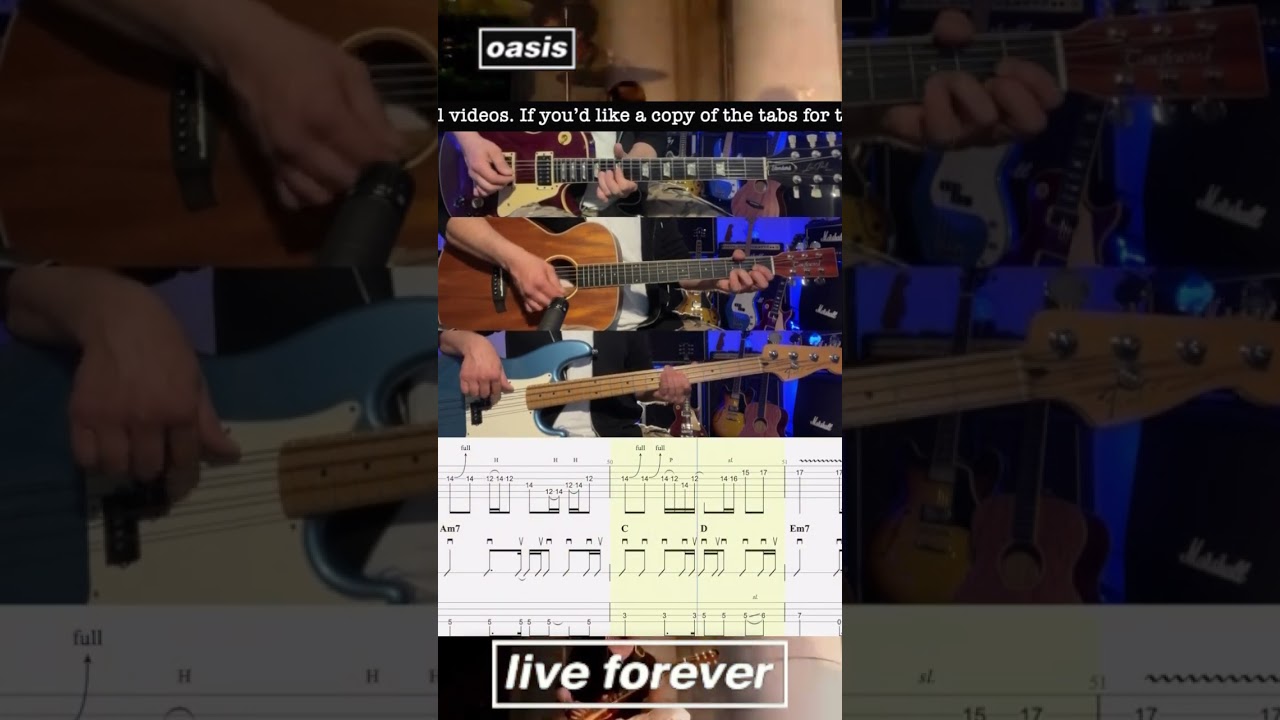 Live Forever - Oasis - Lead Guitar - Bass - Lesson - Solo - Tab - Lesson #liveforever #oasisreunion