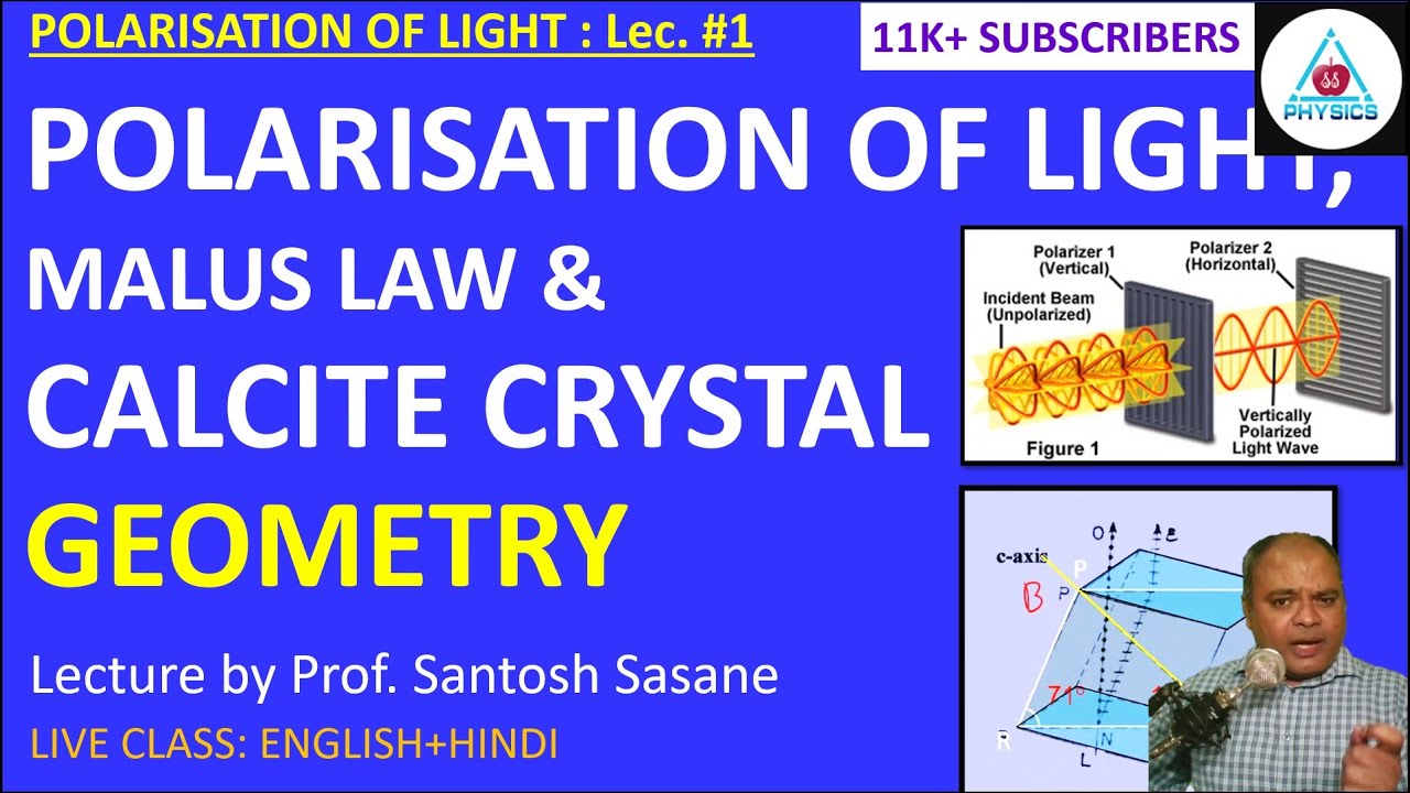 Polarisation of light, definition, Malus law, calcite crystal geometry, Lec #1