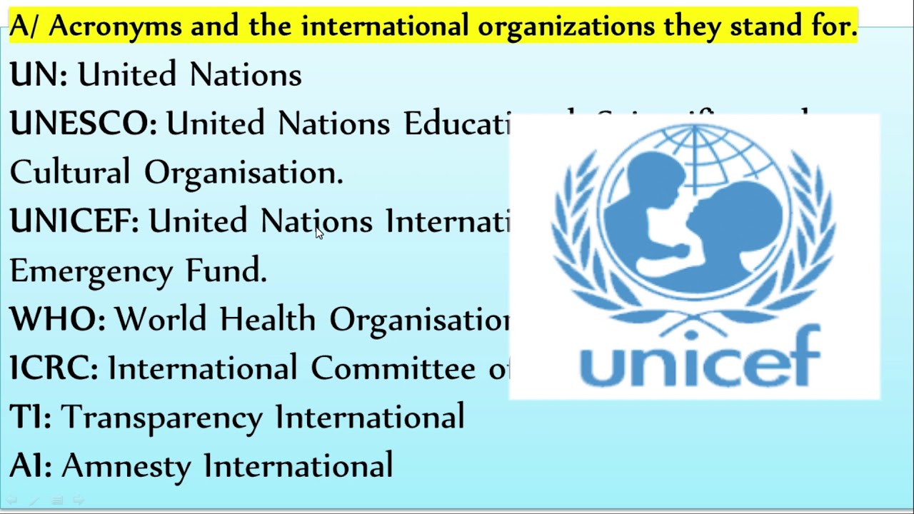 International Organization: Acronyms and function IOs.