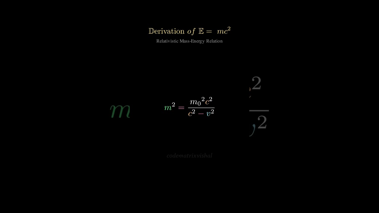 Derivation of E = mc² in Manim ⚡ Relativistic Mass Energy Relation Animation