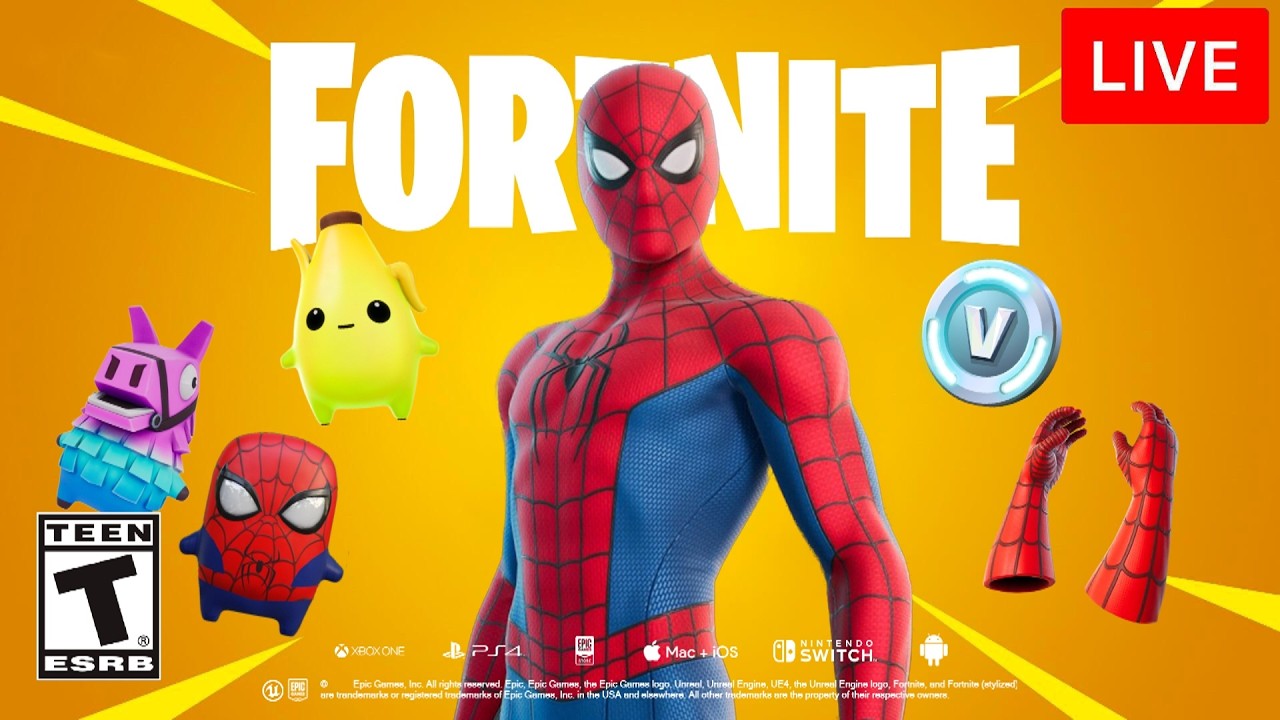 🔴 [LIVE] *NEW* FORTNITE SPIDER-MAN UPDATE!! (NEW SPRITES & SIMPSONS RELOAD MAP)