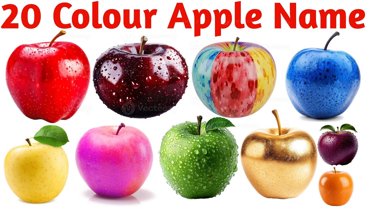 20 रंगीन सेबों के नाम | Color Apple Names for Kids Learning Video with Pictures and Easy Words
