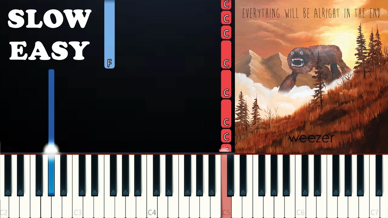 Weezer, Best Coast - Go Away (SLOW EASY PIANO TUTORIAL)