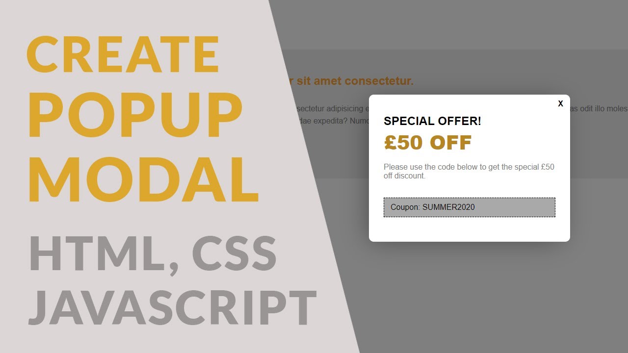 Easy way of Creating a Popup Modal with JavaScript/HTML&CSS