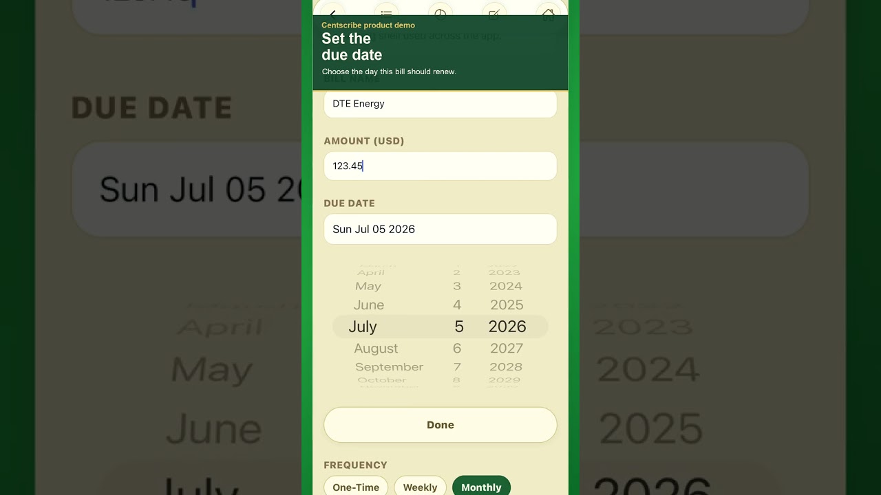 How to add a bill reminder in Centscribe
