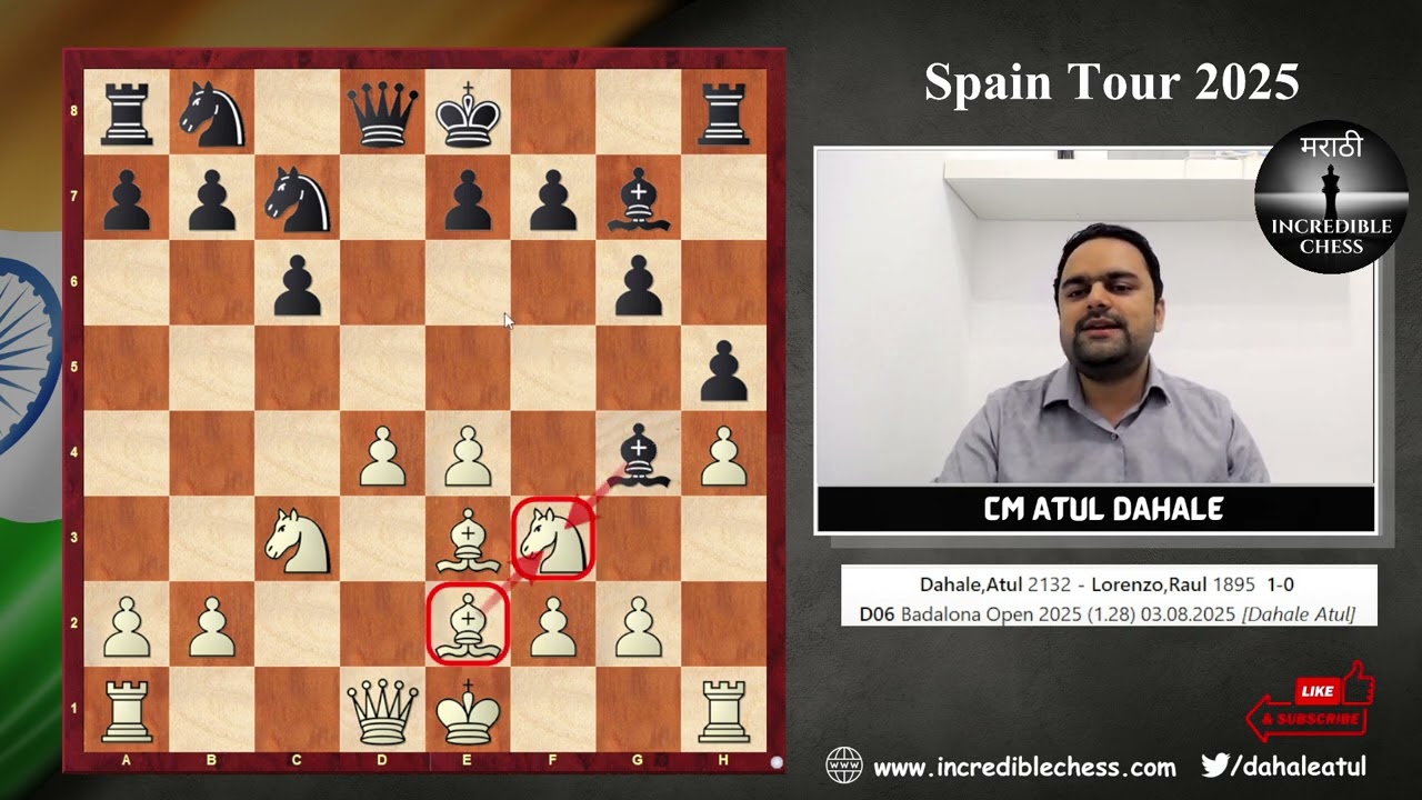 Spain Tournament 2025 Atul Dahale Chess Game Analysis | Marathi Incredible Chess बुद्धिबळ शिका