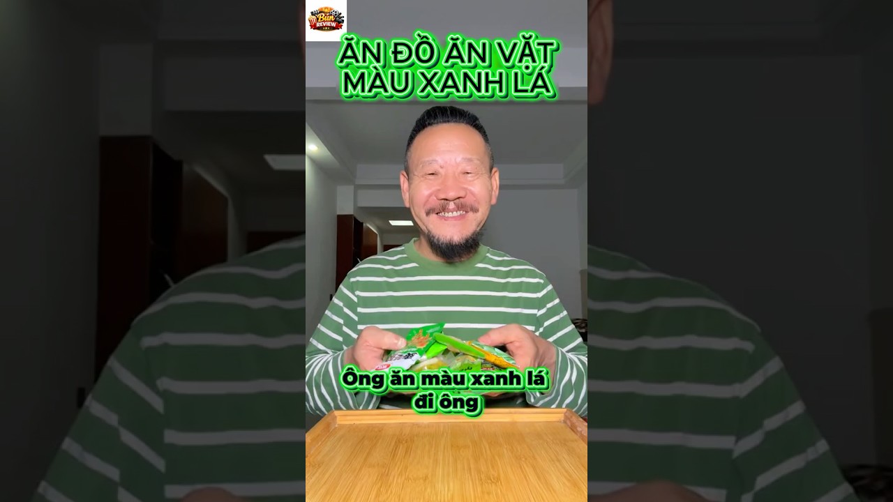 Ông Lão mukbang: Ăn đồ ăn vặt màu xanh lá #food #mukbang