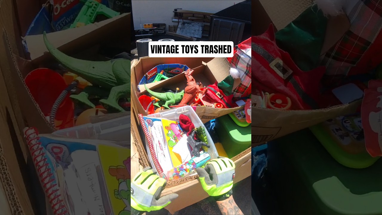 I found a vintage bin of toys, Playstation, Mario and so much more! #dumpsterdiving