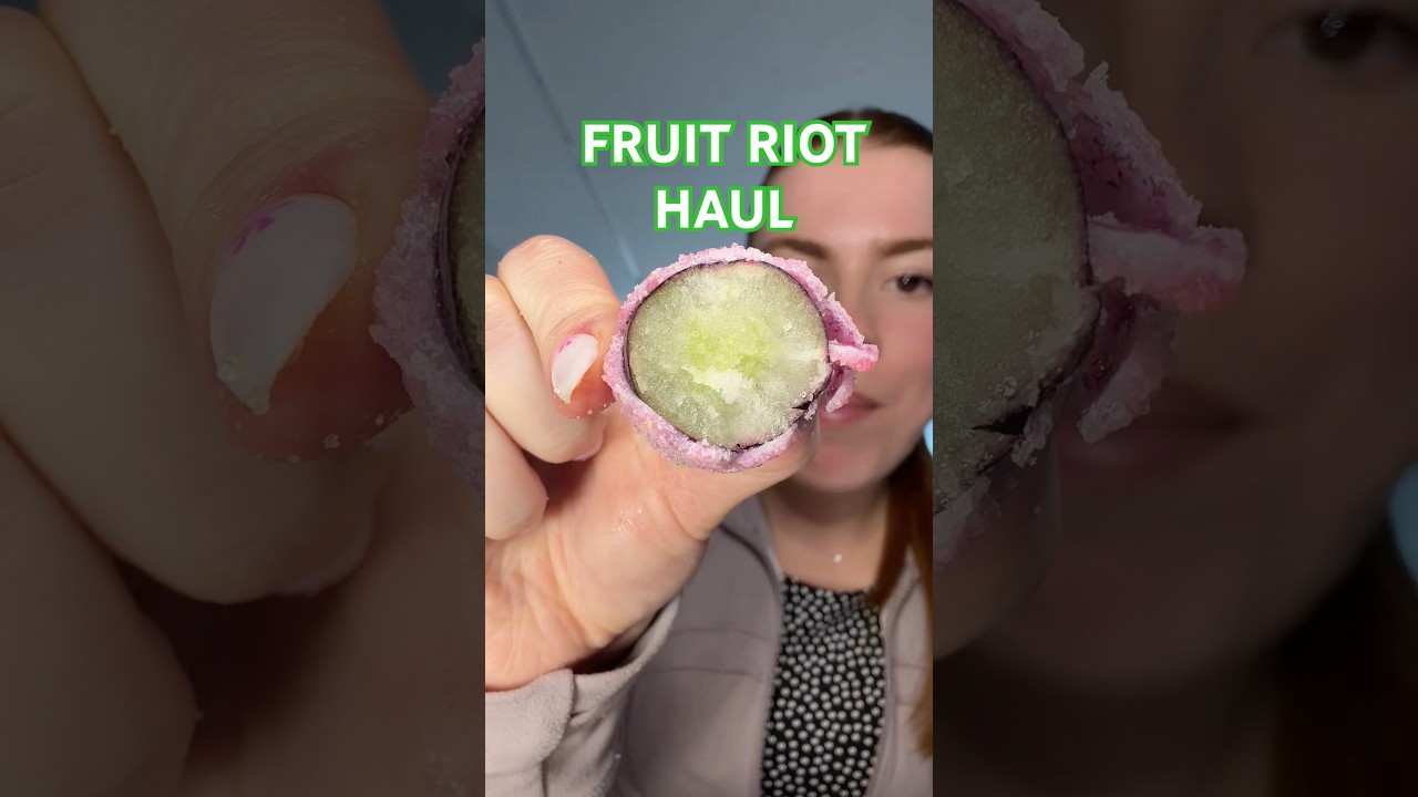 FRUIT RIOT haul + review 🍇🫐💚 #candyreview #snackreview #fruit #healthytreats #mukbang #sour
