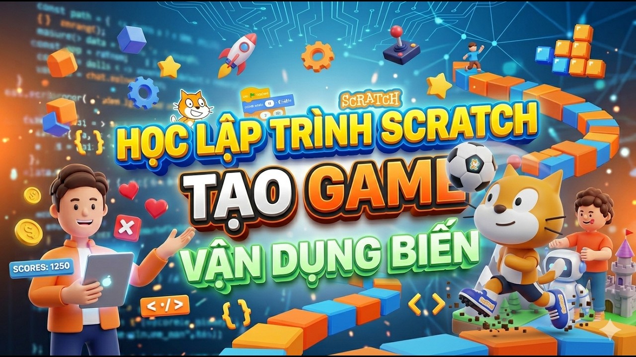 Học lập trình game Scratch - Bài tập sử dụng biến khi tạo game