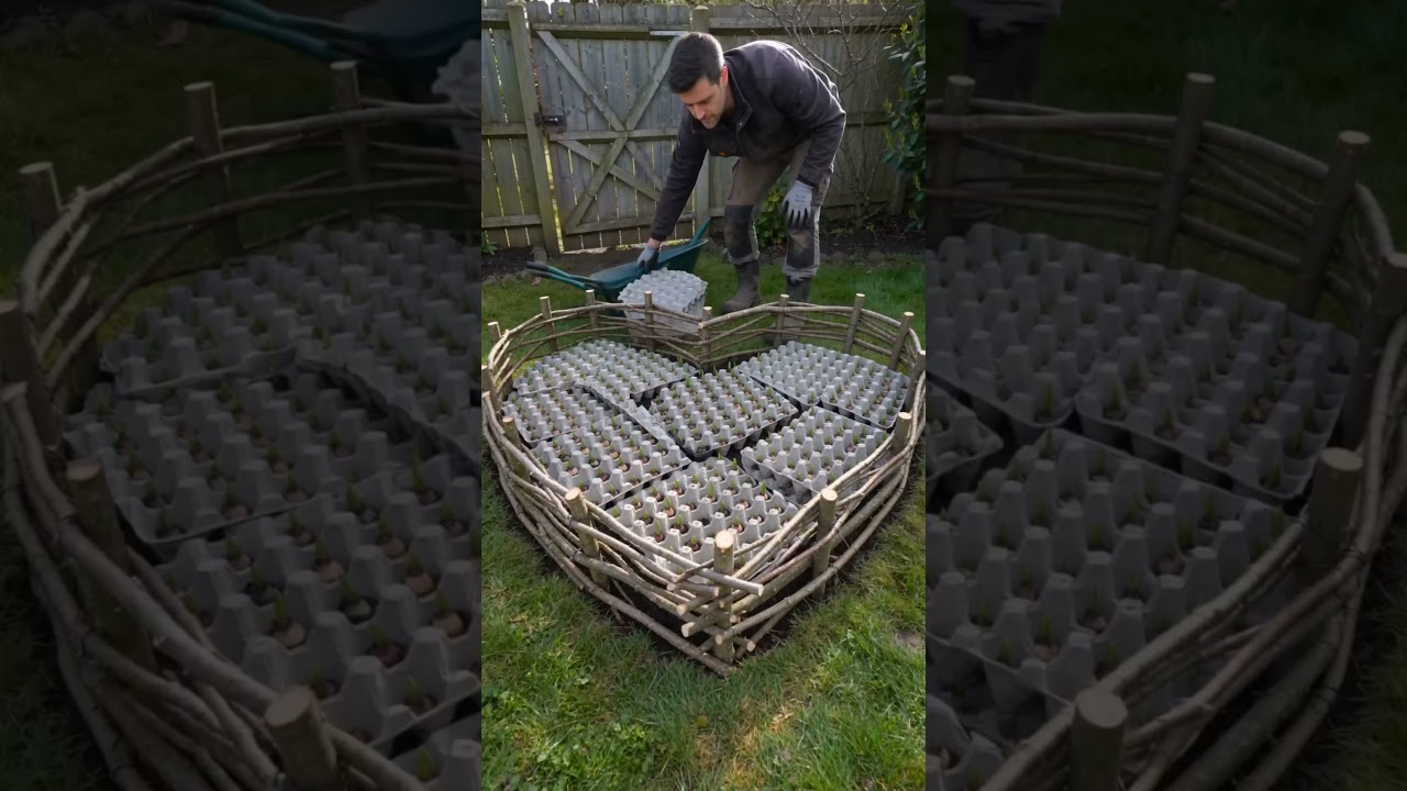 DIY Flower Bed made from egg cartons #diy #diycrafts #garden #gardening #viral #shorts #reels #fun