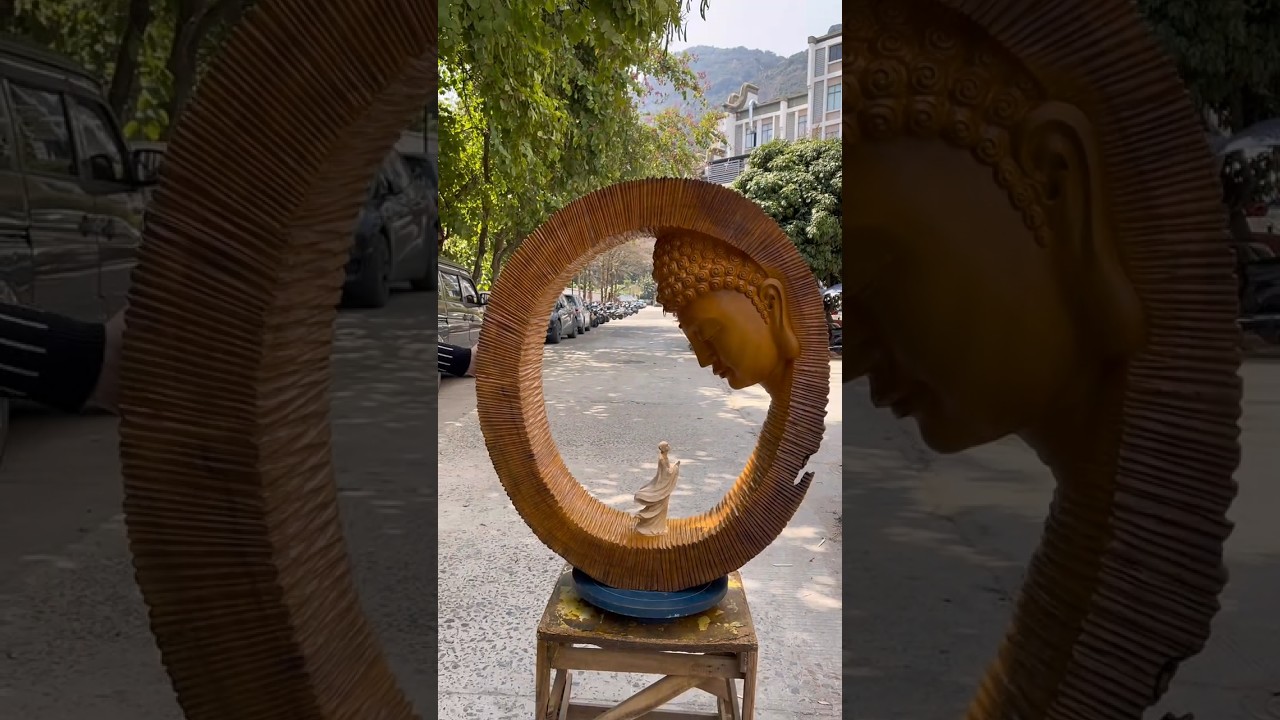 ​🪵 Incredible Woodworking! The Ultimate Buddha Sculpture 🎨 #statue#buddha #woodworking #wood statue