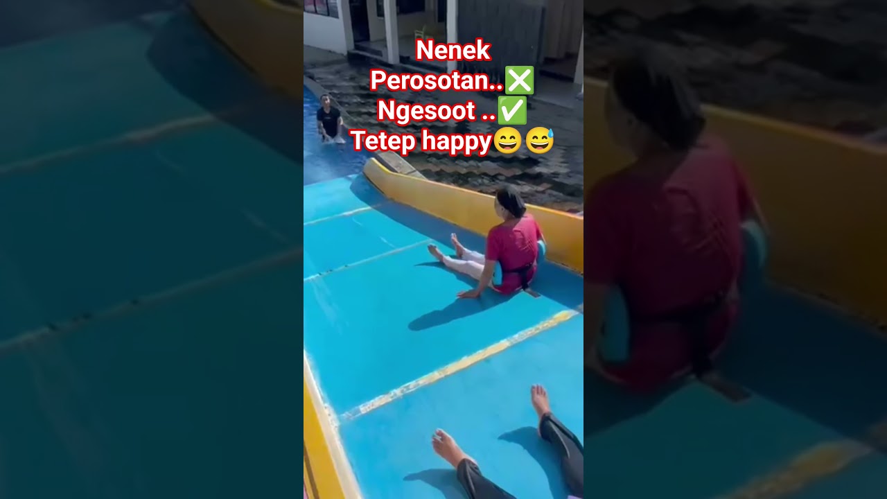 nenek happy perosotan air panas